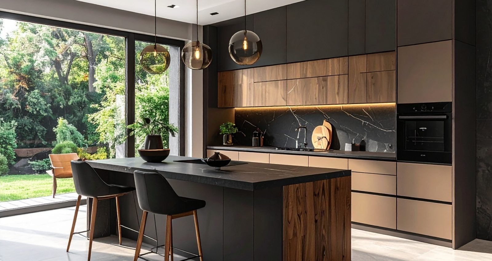 Firefly_Fotografía de cocinas con diseño de interiores con un estilo del 2026 con tonos negro 303454