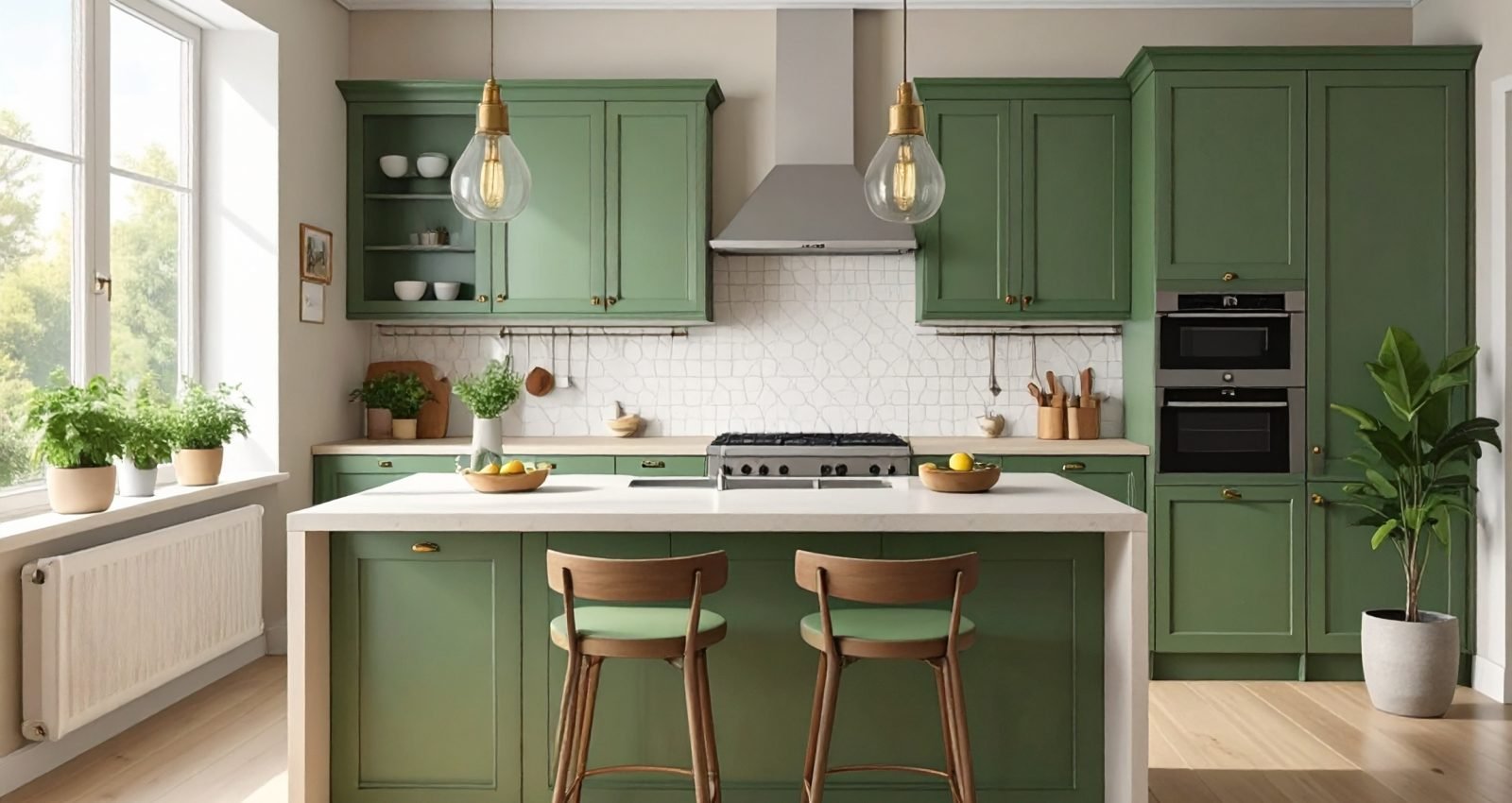 Firefly_Fotografía de cocinas con diseño de interiores con un estilo del 2026 con tonos verde 162649