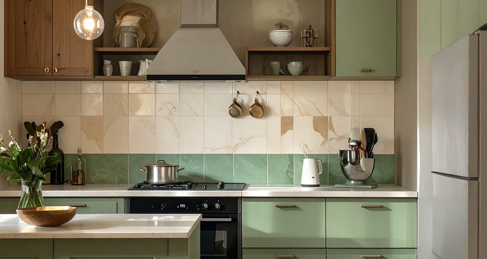 Firefly_Fotografía de cocinas con diseño de interiores con un estilo del 2026 con tonos verde 984719