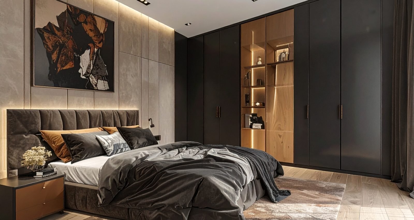 Firefly_Fotografía de dormitorios con armarios, con diseño de interiores con un estilo del 20 303454
