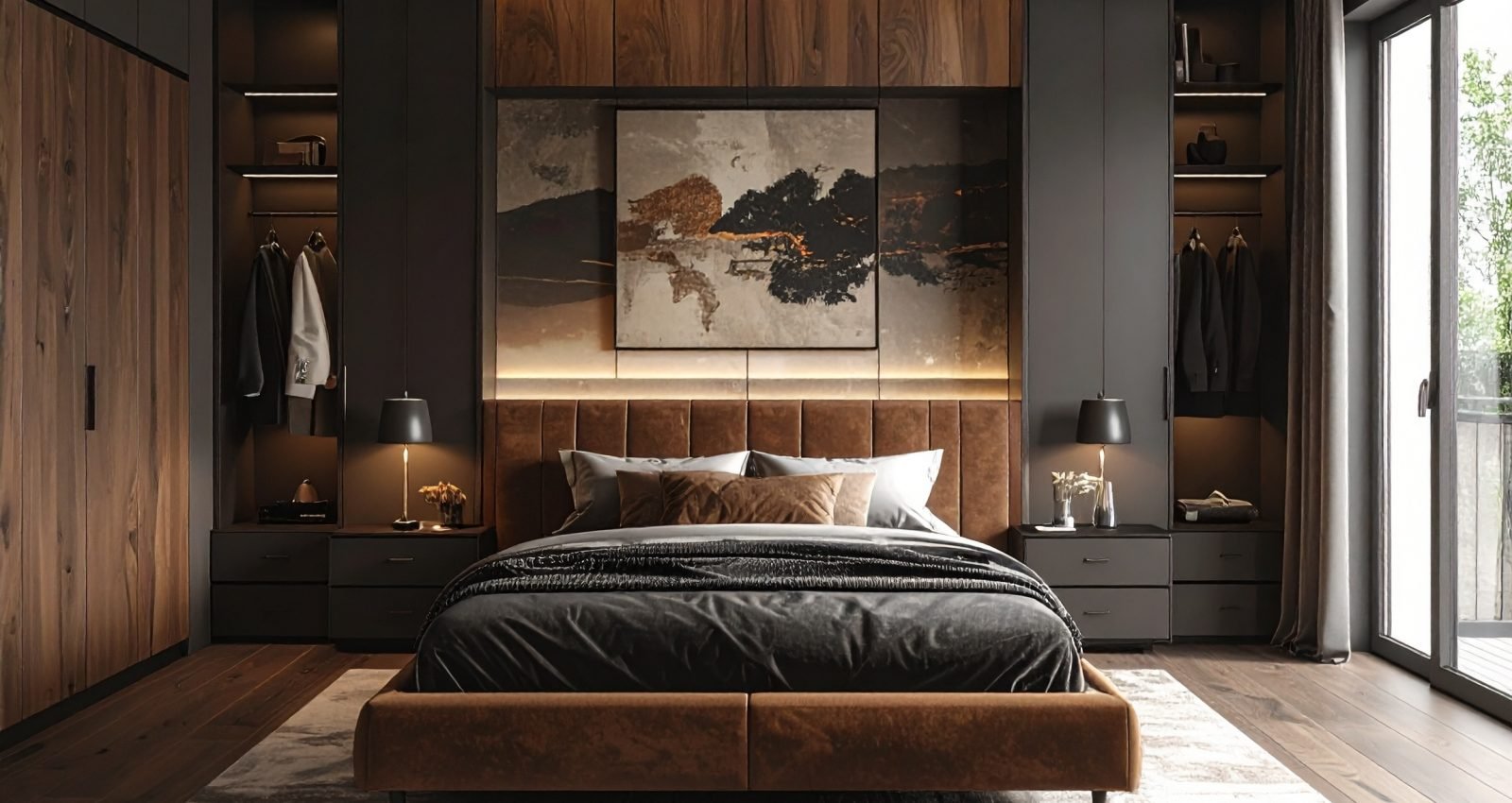 Firefly_Fotografía de dormitorios con armarios, con diseño de interiores con un estilo del 20 768088